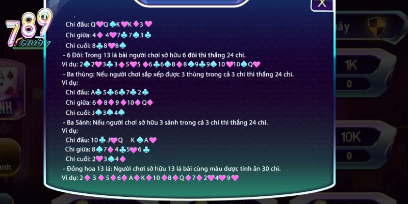 Có bảy trường hợp ăn thắng mà không cần phải so sánh từng chi